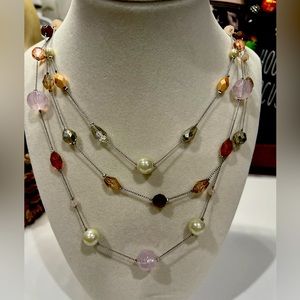 Lia Sophia multi-strand adjustable gem necklace.